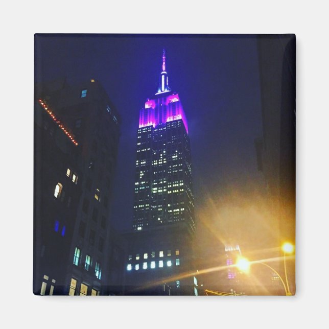 NYC Skyscraper Purple Empire State Building Night Magnet (Front)