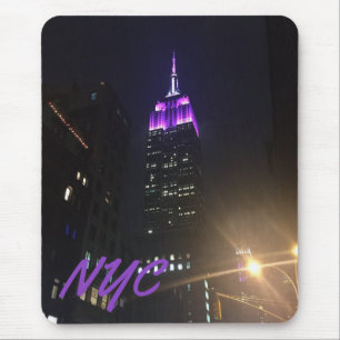 NYC Skyscraper Purple Empire State Building Night Mouse Pad