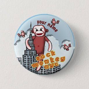NYC Sock Monkey  6 Cm Round Badge