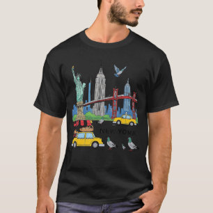 NYC Souvenir New York City USA Icons Yellowai Pige T-Shirt