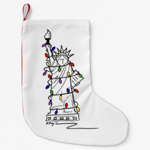 NYC Statue Lady Liberty Christmas Holiday Lights Small Christmas Stocking