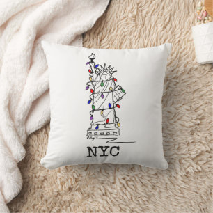 NYC Statue of Liberty Christmas Lights New York NY Cushion