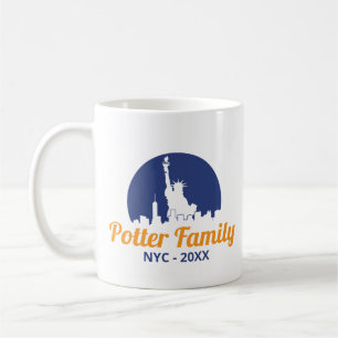 NYC Statue of Liberty Silhouette Family Trip Coffee Mug