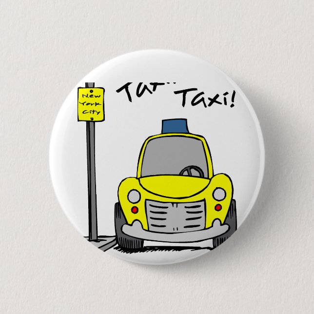NYC Taxi 6 Cm Round Badge (Front)