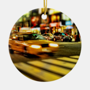 NYC Taxi Abstract Ceramic Ornament