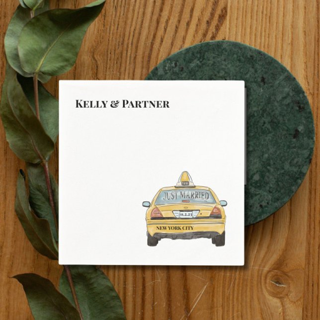 NYC Taxi Wedding Cocktail  Napkin (Creator Uploaded)