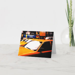 NYC Times Square Yellow Cabs Folded Note Card