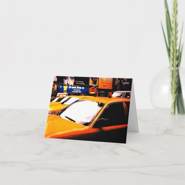 NYC Times Square Yellow Cabs Folded Note Card (Front)