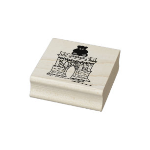 NYC Washington Square Arch Valentine's Day Bear Rubber Stamp