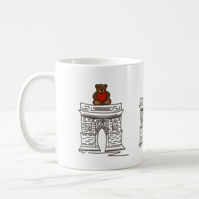 NYC Washington Square Teddy Bear Valentine's Mug (Left)