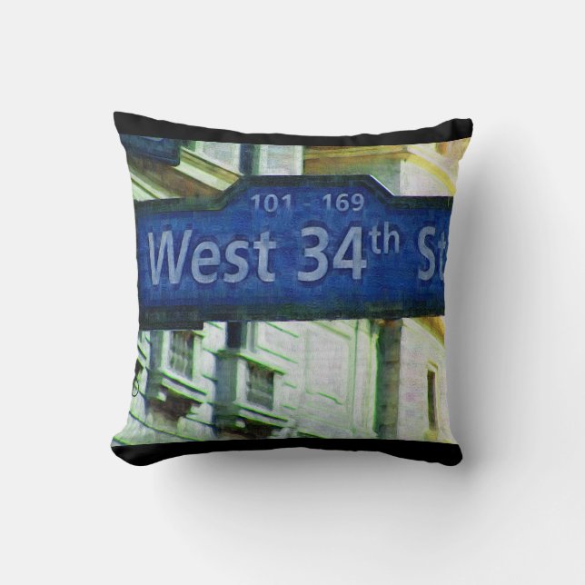 NYC West 34th Street Sign Cushion (Front)