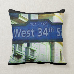 NYC West 34th Street Sign Cushion