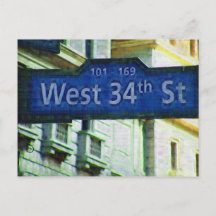 NYC West 34th Street Sign Postcard