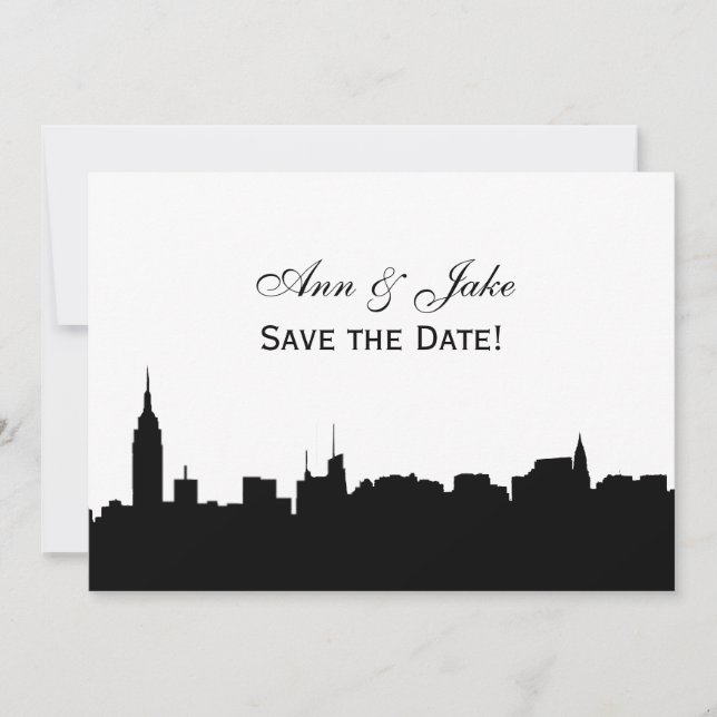 NYC Wide Silhouette DIY BG Colour Save the Date Wh (Front)