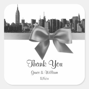 NYC Wide Skyline Etched BW Grey Favour Tag