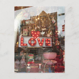 NYC Window Reflection LOVE Valentine's Day Photo Holiday Postcard