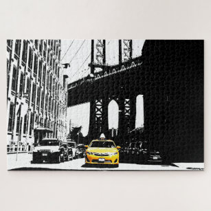 Nyc Yellow Taxi Brooklyn Bridge New York City Jigsaw Puzzle