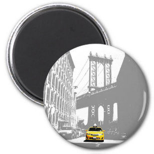Nyc Yellow Taxi Brooklyn Bridge New York City Magnet