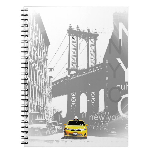 Nyc Yellow Taxi New York City Brooklyn Bridge Play Notebook (Front)