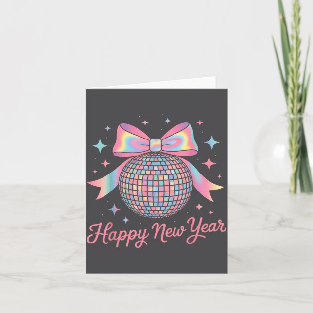 Nye Disco Ball Luxury Golden Happy New Year  Card (Front)