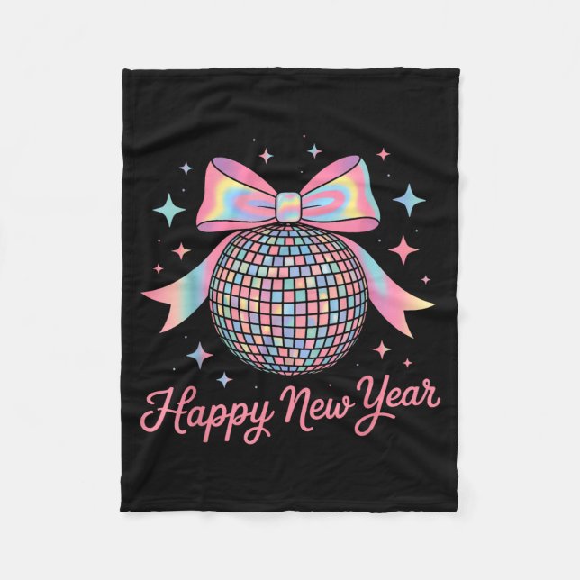 Nye Disco Ball Luxury Golden Happy New Year  Fleece Blanket (Front)