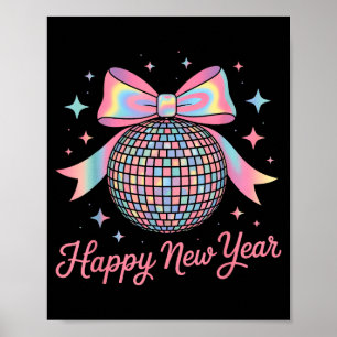 Nye Disco Ball Luxury Golden Happy New Year  Poster