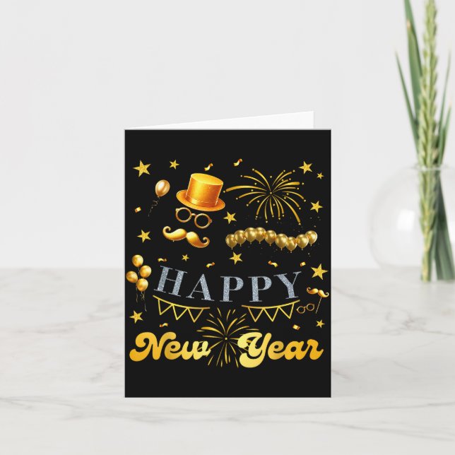 Nye Party Crew Balloon Fireworks Family Reunion Co Card (Front)