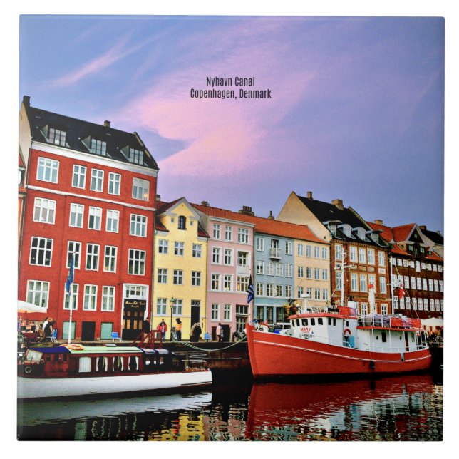 Nyhavn Canal, Copenhagen, Denmark,  Ceramic Tile (Front)