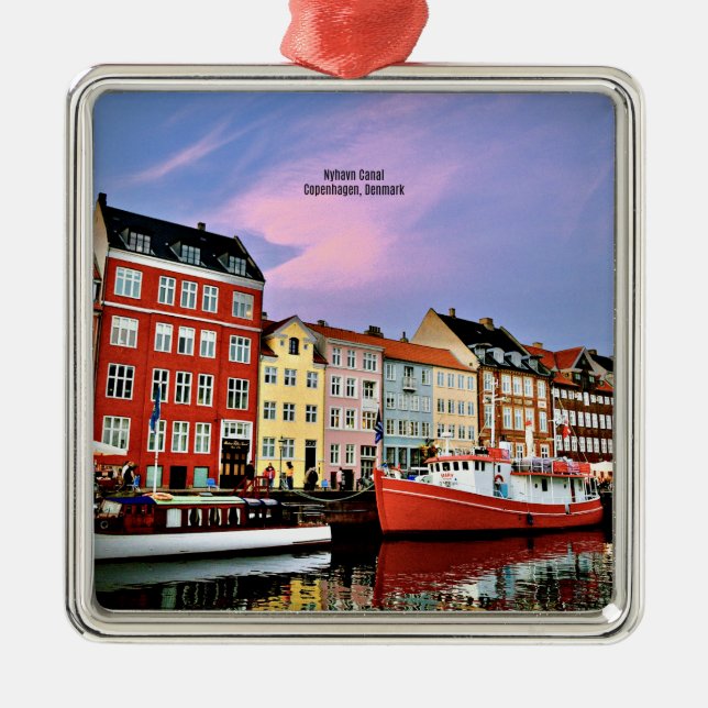 Nyhavn Canal, Copenhagen, Denmark,  Metal Ornament (Front)