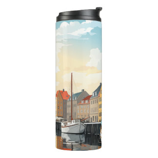 Nyhavn Copenhagen Harbour Denmark Travel Watercolo Thermal Tumbler