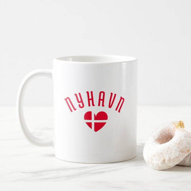 NYHAVN Denmark Heart Coffee Mug (With Donut)