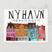 NYHAVN Kobenhavn Watercolor Art Travel Postcard (Front)