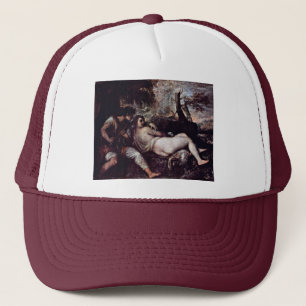 Nymph And Shepherd By Tizian (Best Quality) Trucker Hat