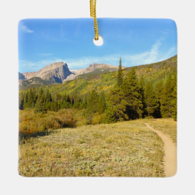 Nymph Lake Trail in Early Autumn Ceramic Ornament (Front)