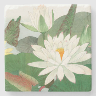 Nymphaea lotus, Japanese woodblock print, 1917 Stone Coaster