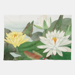 Nymphaea lotus, Japanese woodblock print, 1917 Tea Towel