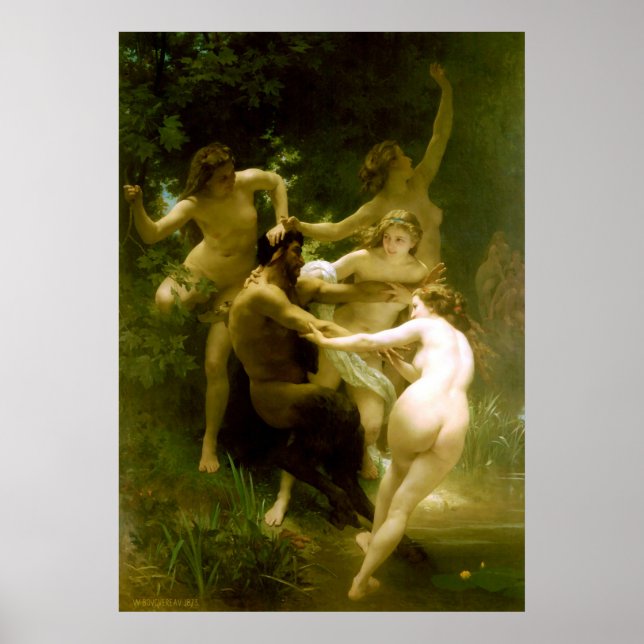 Nymphs and Satyr by William Adolphe Bouguereau Poster (Front)
