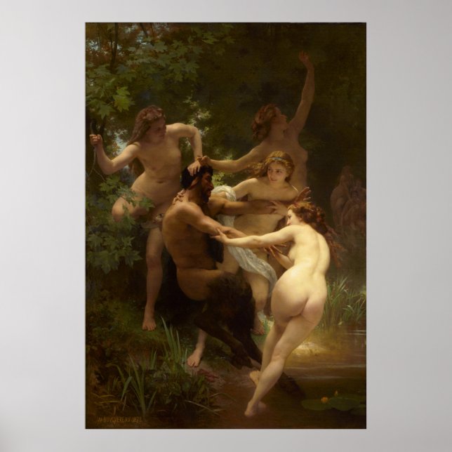 Nymphs and Satyr by William-Adolphe Bouguereau Poster (Front)