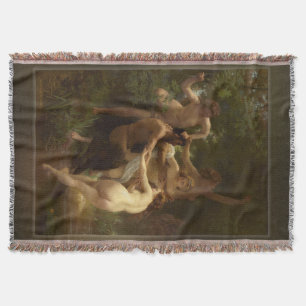 Nymphs and Satyr by William-Adolphe Bouguereau Throw Blanket