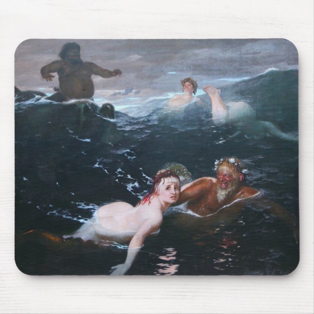 Nymphs and Satyrs Playing in the Waves Mouse Pad (Front)