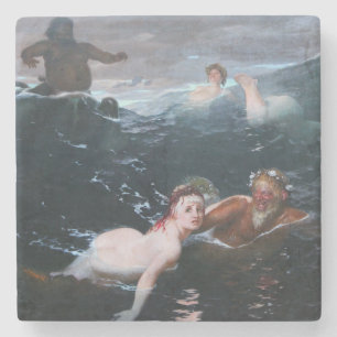 Nymphs and Satyrs Swimming in the Waves Stone Coaster