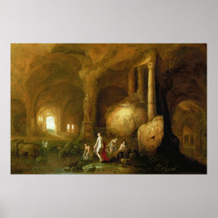 Nymphs Bathing by Classical Ruins Poster