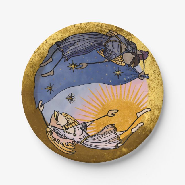 Nyx and Hespera (Night and Day) Holiday Paper Plate (Front)