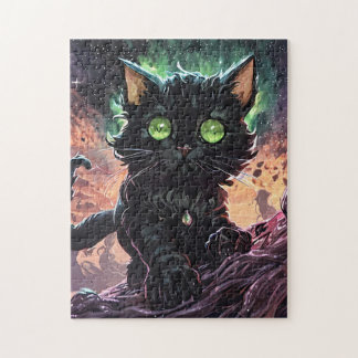 Nyx the Void Whisperer – Mystical Black Cat Art wi Jigsaw Puzzle