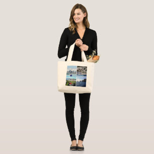 NZ Auckland Skyline - Wellington panorama - Large Tote Bag