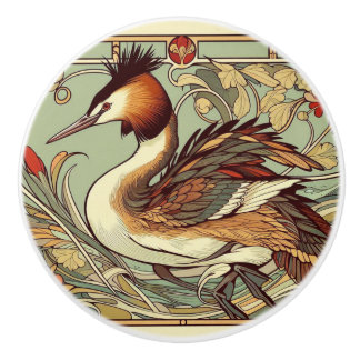 NZ Birds puteketeke art nouveau knob