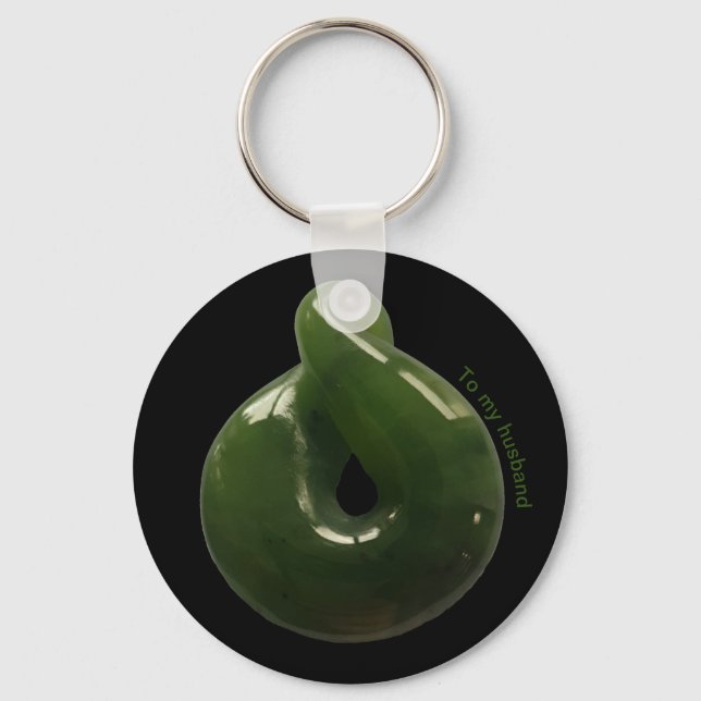 NZ Greenstone Pounamu Twist Personalizable Gift Ke Key Ring (Front)