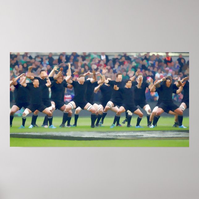 NZ Haka  All Blacks   Ghostly Watercolor Poster (Front)