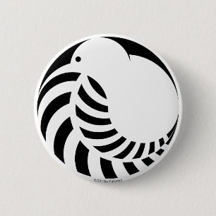 NZ Kiwi / Silver Fern 6 Cm Round Badge
