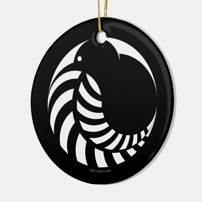 NZ Kiwi / Silver Fern Emblem Ceramic Tree Decoration (Left)